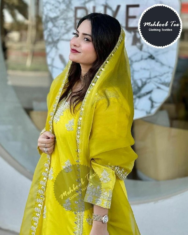 MEHBOOB TEX D.NO 1387 WHOLESALE CHINON SILK FULL STITCHED PLAZZO STYLE 3 PCS SUITS FOR EXPORT