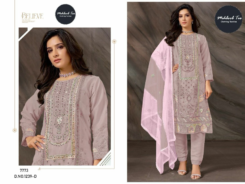 MEHBOOB TEX D.NO 1239 WHOLESALE HEAVY GEORGETTE HAND WORK UNSTITCH SALWAR SUITS EXPORTER