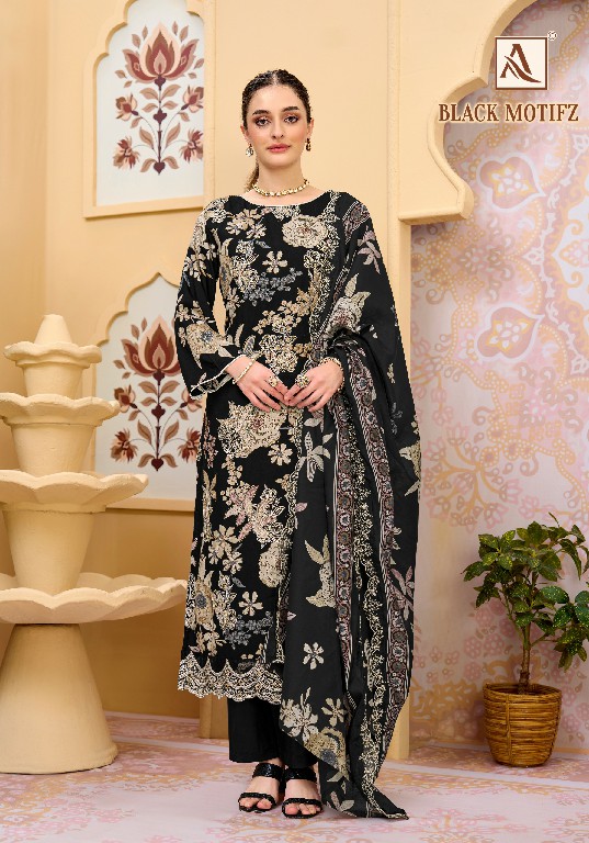 ALOK SUIT BLACK MOTIFZ WHOLESALE VISCOSE RAYON LUXURIOUS LOOK UNSTITCH SALWAR SUITS EXPORTER