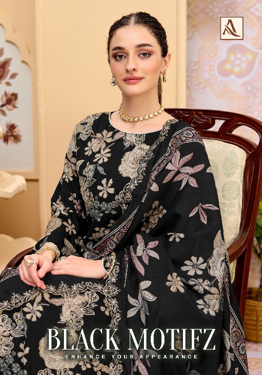 ALOK SUIT BLACK MOTIFZ WHOLESALE VISCOSE RAYON LUXURIOUS LOOK UNSTITCH SALWAR SUITS EXPORTER