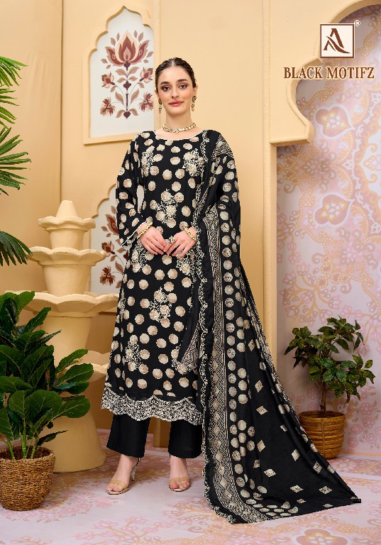 ALOK SUIT BLACK MOTIFZ WHOLESALE VISCOSE RAYON LUXURIOUS LOOK UNSTITCH SALWAR SUITS EXPORTER