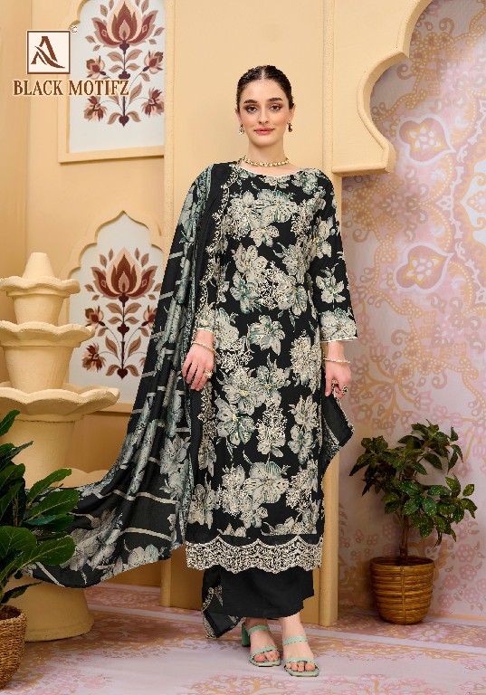 ALOK SUIT BLACK MOTIFZ WHOLESALE VISCOSE RAYON LUXURIOUS LOOK UNSTITCH SALWAR SUITS EXPORTER