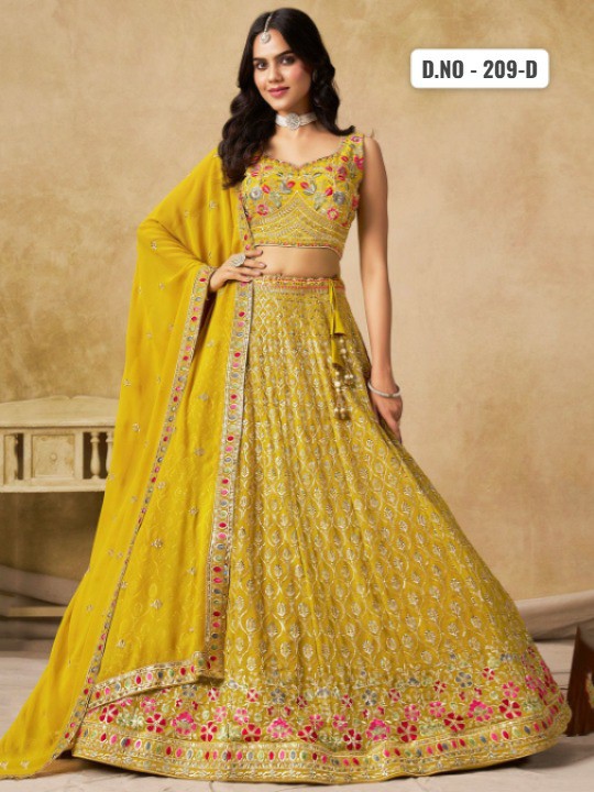 TEXTILEDEAL D.NO 209-D WHOLESALE GEORGETTE FESTIVE WEAR LEHENGA CHOLI FOR EXPORT