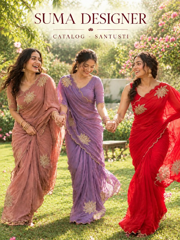 SUMA SANTUSTI WHOLESALE LUXURIOUS RANGOLI CRUSH INDIAN SAREES FOR WOMEN EXPORTER