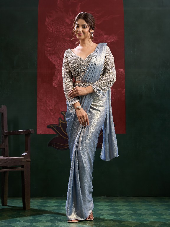 AMOHA D.NO 102449 WHOLESALE IMPORTED SANDWASH BEAD WORK READY TO WEAR PARTY WEAR SAREES FOR WOMEN ONLINE