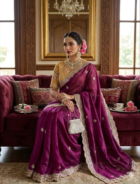 TEXTILEDEAL PRESENT SABYASACHI INSPIRED SPACE SILK BEAUTIFUL SAREES FOR WOMEN EXPORTER