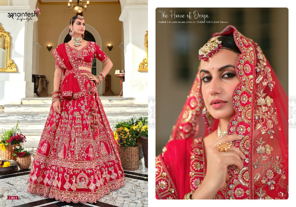 ANANTESH LIFESTYLE WEDDING BRIDE VOL 4 WHOLESALE READYMADE PREMIUM SILK WITH WORK BRIDAL WEAR LEHENGA CHOLI FOR EXPORT