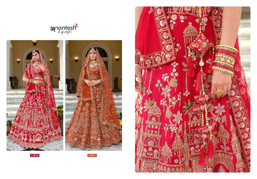 ANANTESH LIFESTYLE WEDDING BRIDE VOL 4 WHOLESALE READYMADE PREMIUM SILK WITH WORK BRIDAL WEAR LEHENGA CHOLI FOR EXPORT