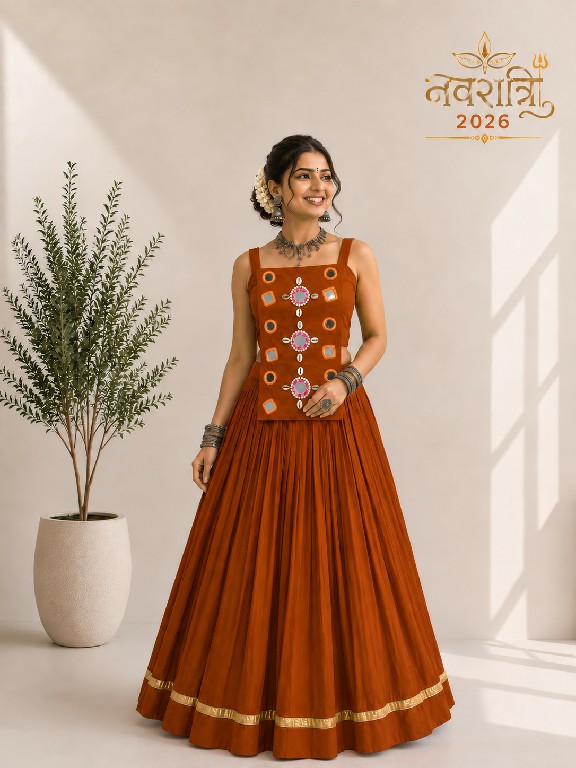TEXTILEDEAL D.NO SKU-7106 WHOLESALE READYMADE ROMAN SILK BEAUTIFUL FLARED NAVRATRI CHANIYA CHOLI FOR EXPORT