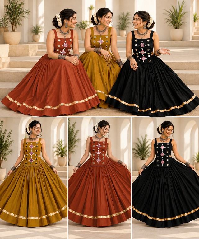 TEXTILEDEAL D.NO SKU-7106 WHOLESALE READYMADE ROMAN SILK BEAUTIFUL FLARED NAVRATRI CHANIYA CHOLI FOR EXPORT