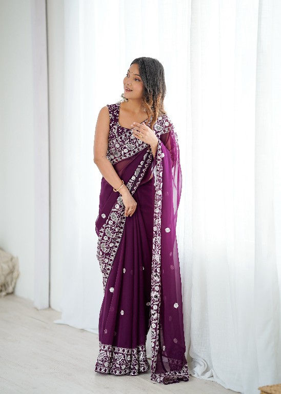 SP SERIES D.NO SP-103 WHOLESALE FAUX GEORGETTE ELEGANT WORK INDIAN SAREES FOR WOMEN EXPORTER