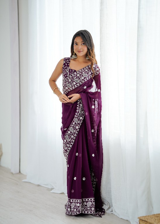 SP SERIES D.NO SP-103 WHOLESALE FAUX GEORGETTE ELEGANT WORK INDIAN SAREES FOR WOMEN EXPORTER
