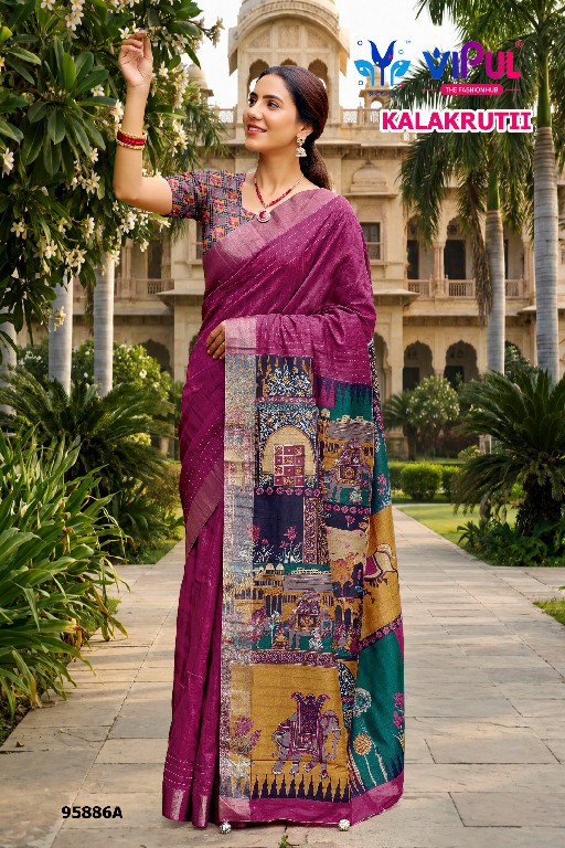 VIPUL KALAKRUTI D.NO 95886 WHOLESALE KATHI SILK ELEGANCE INDIAN SAREES FOR WOMEN SUPPLIER
