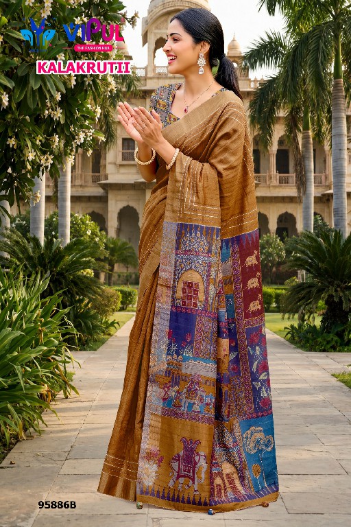 VIPUL KALAKRUTI D.NO 95886 WHOLESALE KATHI SILK ELEGANCE INDIAN SAREES FOR WOMEN SUPPLIER