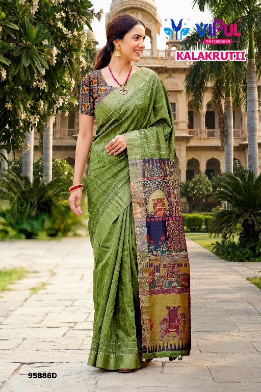 VIPUL KALAKRUTI D.NO 95886 WHOLESALE KATHI SILK ELEGANCE INDIAN SAREES FOR WOMEN SUPPLIER