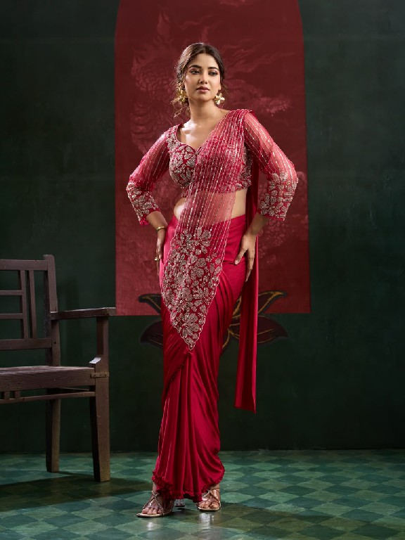 AMOHA D.NO 102438 WHOLESALE IMPORTED LYCRA READY TO WEAR DESIGNER SAREES FOR WOMEN ONLINE