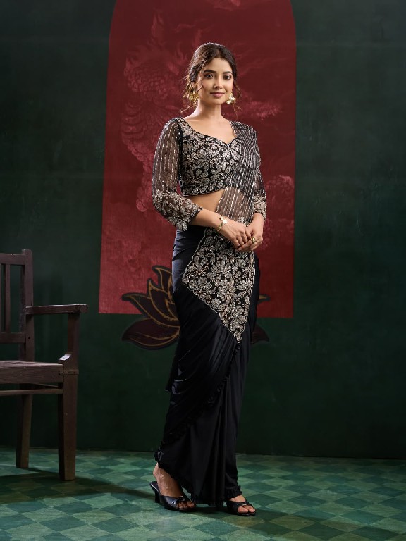AMOHA D.NO 102438 WHOLESALE IMPORTED LYCRA READY TO WEAR DESIGNER SAREES FOR WOMEN ONLINE