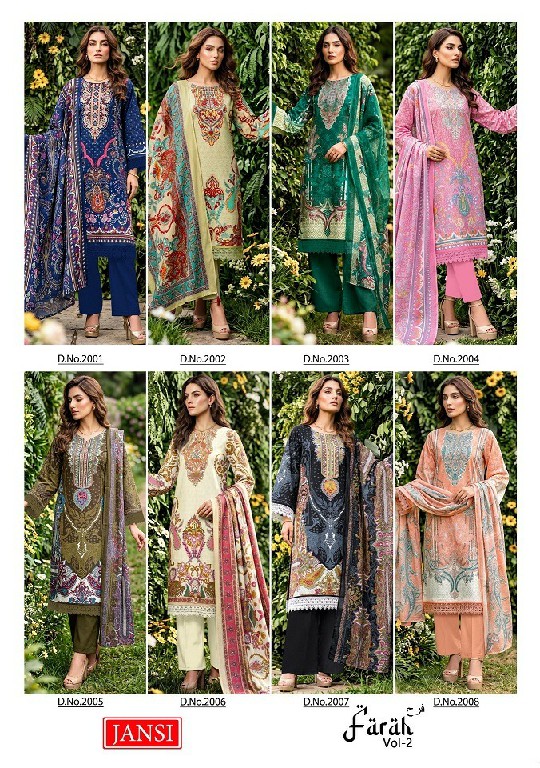 JANSI FARAH VOL 2 WHOLESALE READYMADE SOFT COTTON PRINTED CASUAL WEAR 3 PCS SUITS ONLINE