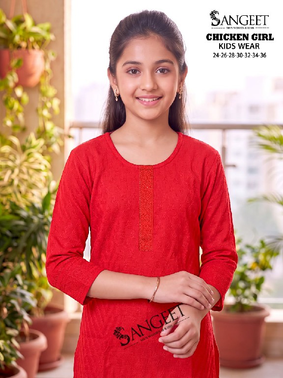 SANGEET CHICKEN GIRL WHOLESALE READYMADE BOMBAY RAYON CHICKEN WORK KURTIS FOR KIDS ONLINE