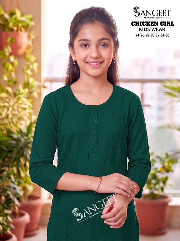 SANGEET CHICKEN GIRL WHOLESALE READYMADE BOMBAY RAYON CHICKEN WORK KURTIS FOR KIDS ONLINE