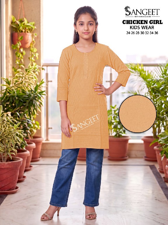 SANGEET CHICKEN GIRL WHOLESALE READYMADE BOMBAY RAYON CHICKEN WORK KURTIS FOR KIDS ONLINE