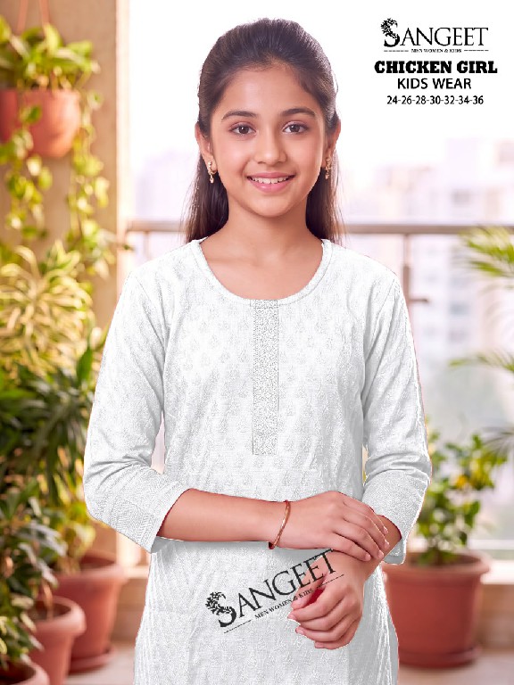 SANGEET CHICKEN GIRL WHOLESALE READYMADE BOMBAY RAYON CHICKEN WORK KURTIS FOR KIDS ONLINE