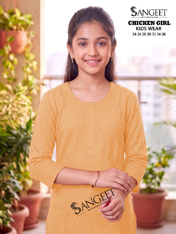 SANGEET CHICKEN GIRL WHOLESALE READYMADE BOMBAY RAYON CHICKEN WORK KURTIS FOR KIDS ONLINE