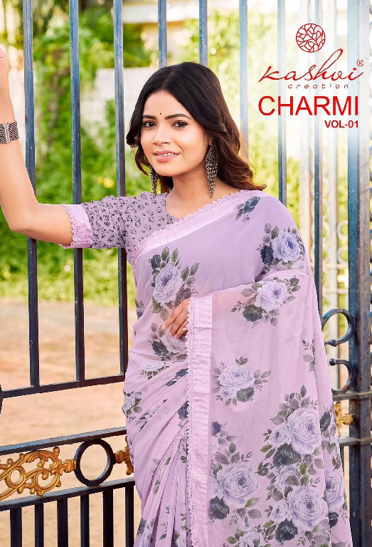 KASHVI CREATION CHARMI VOL 1 WHOLESALE WEIGHTLESS PATTERN DIGITAL WITH WORK FANCY INDIAN SAREES FOR WOMEN ONLINE