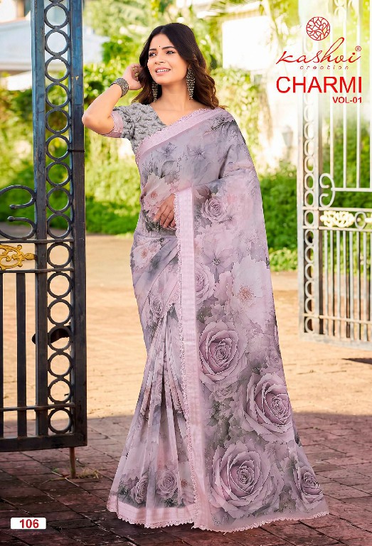 KASHVI CREATION CHARMI VOL 1 WHOLESALE WEIGHTLESS PATTERN DIGITAL WITH WORK FANCY INDIAN SAREES FOR WOMEN ONLINE
