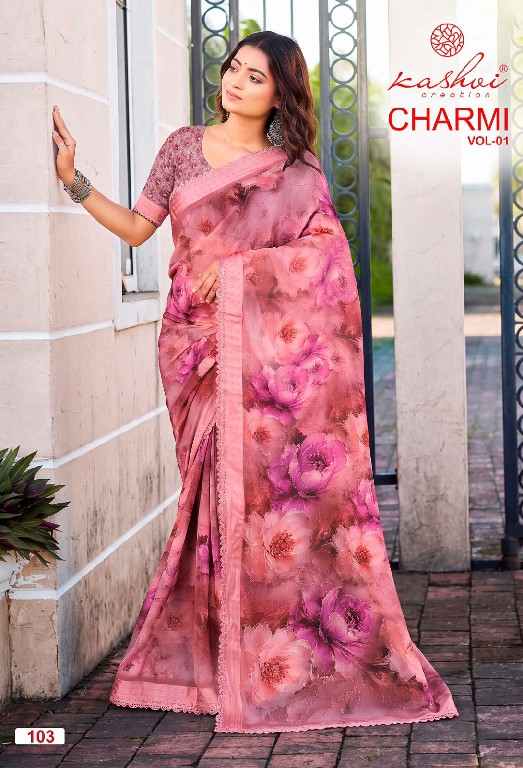 KASHVI CREATION CHARMI VOL 1 WHOLESALE WEIGHTLESS PATTERN DIGITAL WITH WORK FANCY INDIAN SAREES FOR WOMEN ONLINE