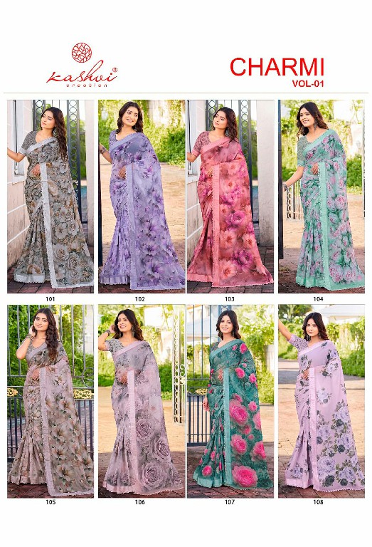 KASHVI CREATION CHARMI VOL 1 WHOLESALE WEIGHTLESS PATTERN DIGITAL WITH WORK FANCY INDIAN SAREES FOR WOMEN ONLINE