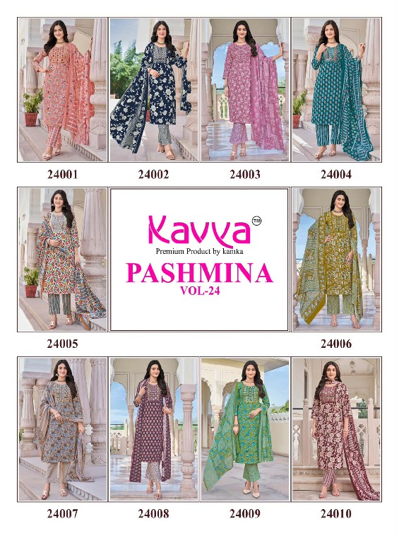 KAVYA PASHMINA VOL 24 WHOLESALE READYMADE MALAYSIAN COTTON UNIQUE DESIGN 3 PCS SUITS EXPORTER