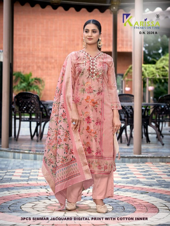 KARISSA D.NO 2020 TO 2026 WHOLESALE READYMADE SOFT SHIMMER JACQUARD AMAZING 3 PCS COMBO SET SUITS SUPPLIER