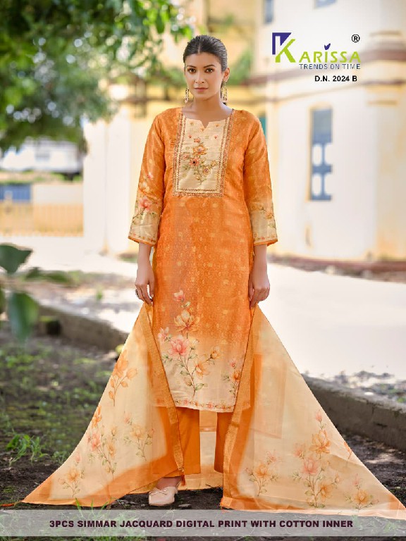 KARISSA D.NO 2020 TO 2026 WHOLESALE READYMADE SOFT SHIMMER JACQUARD AMAZING 3 PCS COMBO SET SUITS SUPPLIER