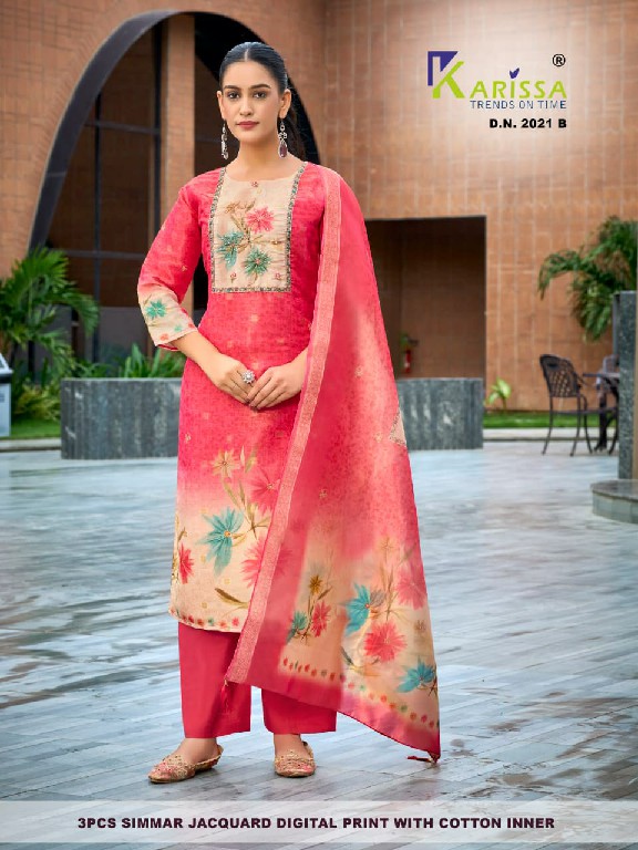 KARISSA D.NO 2020 TO 2026 WHOLESALE READYMADE SOFT SHIMMER JACQUARD AMAZING 3 PCS COMBO SET SUITS SUPPLIER