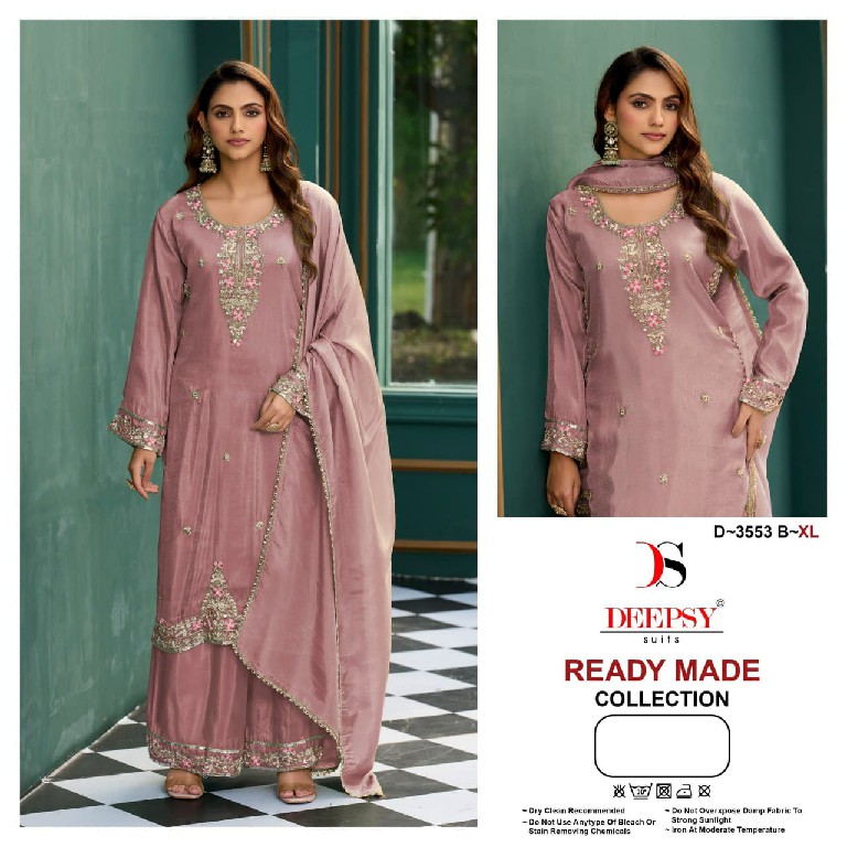 DEEPSY D.NO 3553 WHOLESALE READYMADE VISCOSE TISSUE SILK HEAVY BEATS WORK 3 PCS SUITS EXPORTER