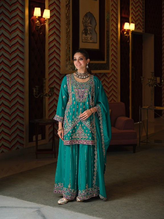 TEXTILEDEAL D.NO 2464 TO 2466 WHOLESALE READYMADE CHINON WITH WORK PARTY WEAR 3 PCS SUITS FOR EXPORT