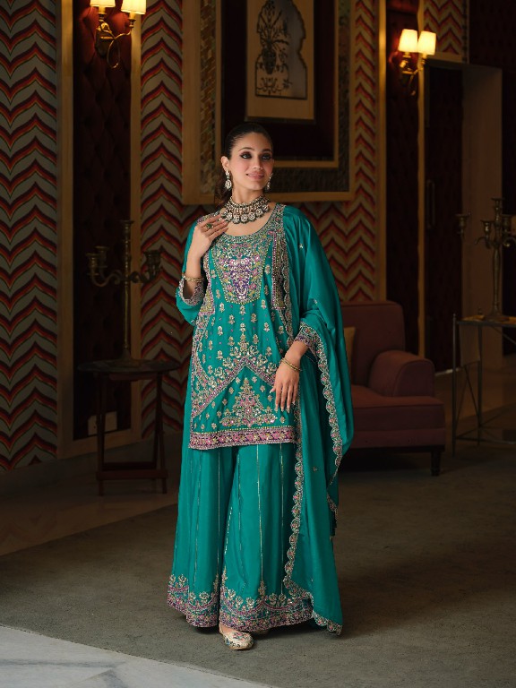 TEXTILEDEAL D.NO 2464 TO 2466 WHOLESALE READYMADE CHINON WITH WORK PARTY WEAR 3 PCS SUITS FOR EXPORT