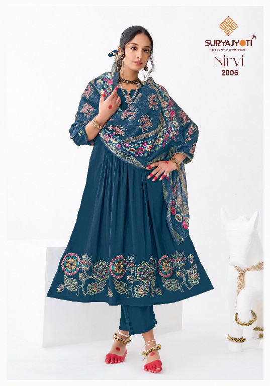 SURYAJYOTI NIRVI VOL 2 WHOLESALE READYMADE ROMAN MODAL SILK ANARKALI SPECIAL 3 PCS SUITS EXPORTER
