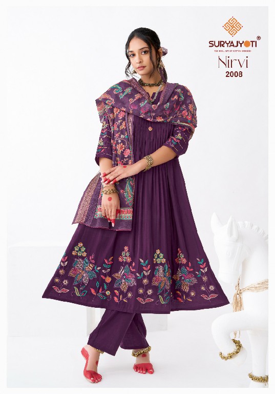 SURYAJYOTI NIRVI VOL 2 WHOLESALE READYMADE ROMAN MODAL SILK ANARKALI SPECIAL 3 PCS SUITS EXPORTER