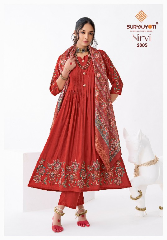 SURYAJYOTI NIRVI VOL 2 WHOLESALE READYMADE ROMAN MODAL SILK ANARKALI SPECIAL 3 PCS SUITS EXPORTER