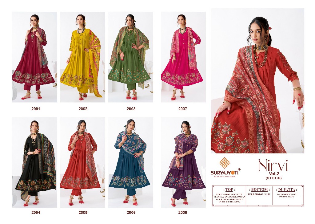 SURYAJYOTI NIRVI VOL 2 WHOLESALE READYMADE ROMAN MODAL SILK ANARKALI SPECIAL 3 PCS SUITS EXPORTER
