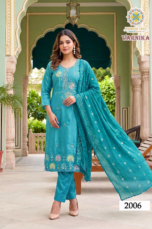 PASSION TREE VARNIKA VOL 2 WHOLESALE READYMADE GLASS ROMAN SILK BIG SIZE ELEGANT 3 PCS SUITS SUPPLIER