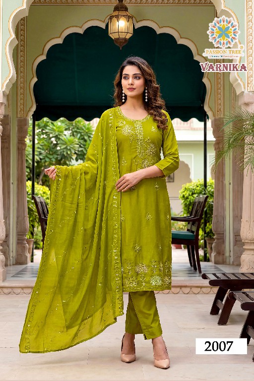 PASSION TREE VARNIKA VOL 2 WHOLESALE READYMADE GLASS ROMAN SILK BIG SIZE ELEGANT 3 PCS SUITS SUPPLIER