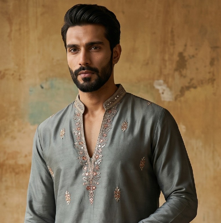 OUTLUK WEDDING COLLECTION VOL 54 WHOLESALE READYMADE LACHAKA V NECK DESIGNER SHORT KURTA WITH PANT FOR MEN OLINE