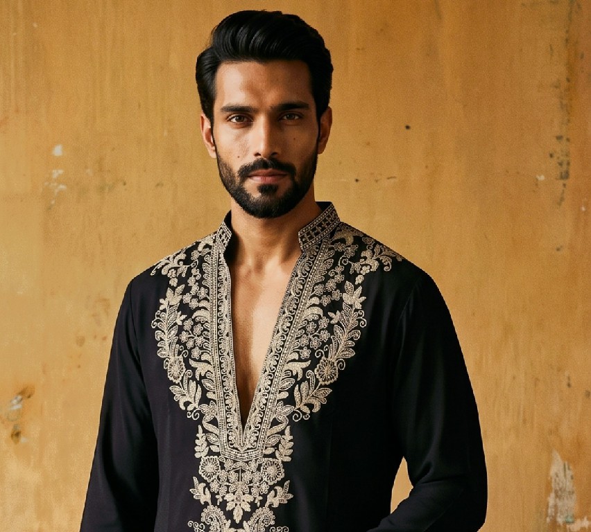 OUTLUK WEDDING COLLECTION VOL 54 WHOLESALE READYMADE LACHAKA V NECK DESIGNER SHORT KURTA WITH PANT FOR MEN OLINE