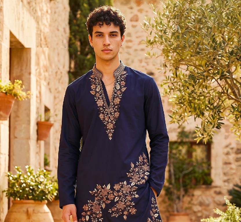 OUTLUK WEDDING COLLECTION VOL 54 WHOLESALE READYMADE LACHAKA V NECK DESIGNER SHORT KURTA WITH PANT FOR MEN OLINE