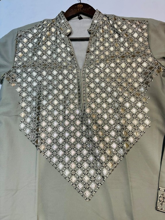 OUTLUK WEDDING COLLECTION VOL 54 WHOLESALE READYMADE LACHAKA V NECK DESIGNER SHORT KURTA WITH PANT FOR MEN OLINE