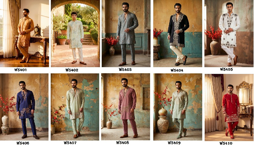 OUTLUK WEDDING COLLECTION VOL 54 WHOLESALE READYMADE LACHAKA V NECK DESIGNER SHORT KURTA WITH PANT FOR MEN OLINE
