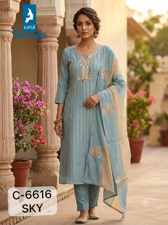 KAYA D.NO 6616 WHOLESALE READYMADE MULL CHANDERI GOTA WORK FANCY BIG SIZE 3 PCS COMBO SET SUITS ONLINE